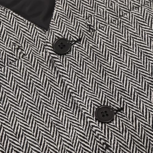 Spring&Gege Boys' Herringbone Tweed Wool Suit Vest Formal Wedding Waistcoat with 4 Pockets3