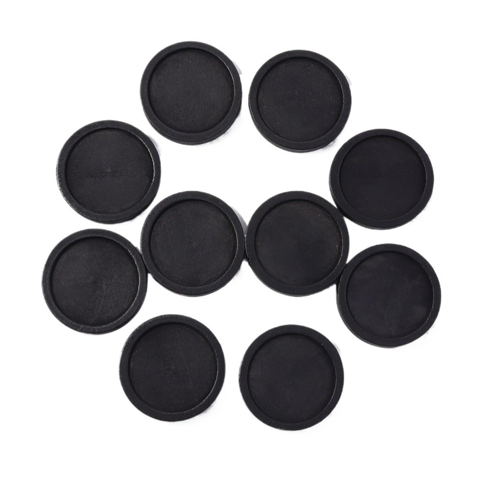 Podstawki do wisiorków, Drewniany okrągły pusty kaboszon z kameą(Black,30mm)