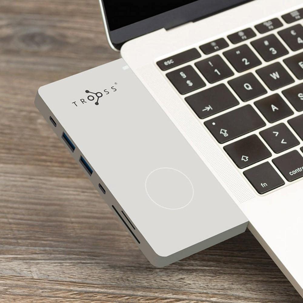 TROOSS USB-C Hub for MacBook with wireless charger (Space Grey 