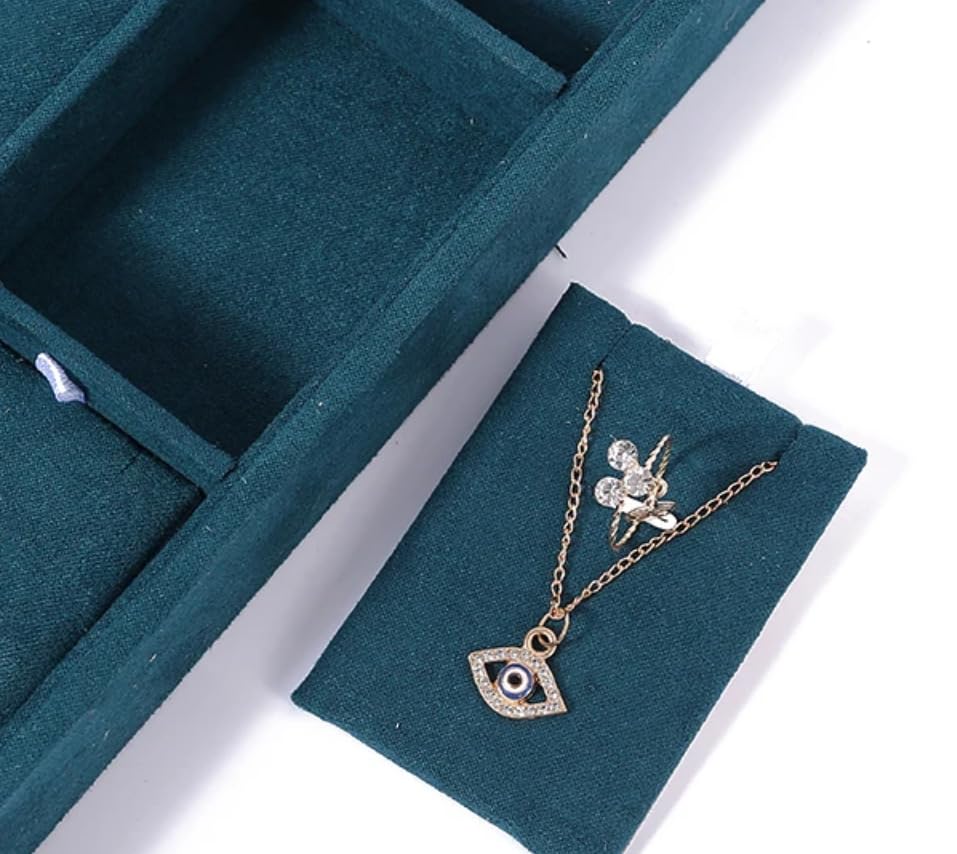 Image of Premium 12 Necklace Chain Velvet Jewelry Drawer Organizer Tray Stackable