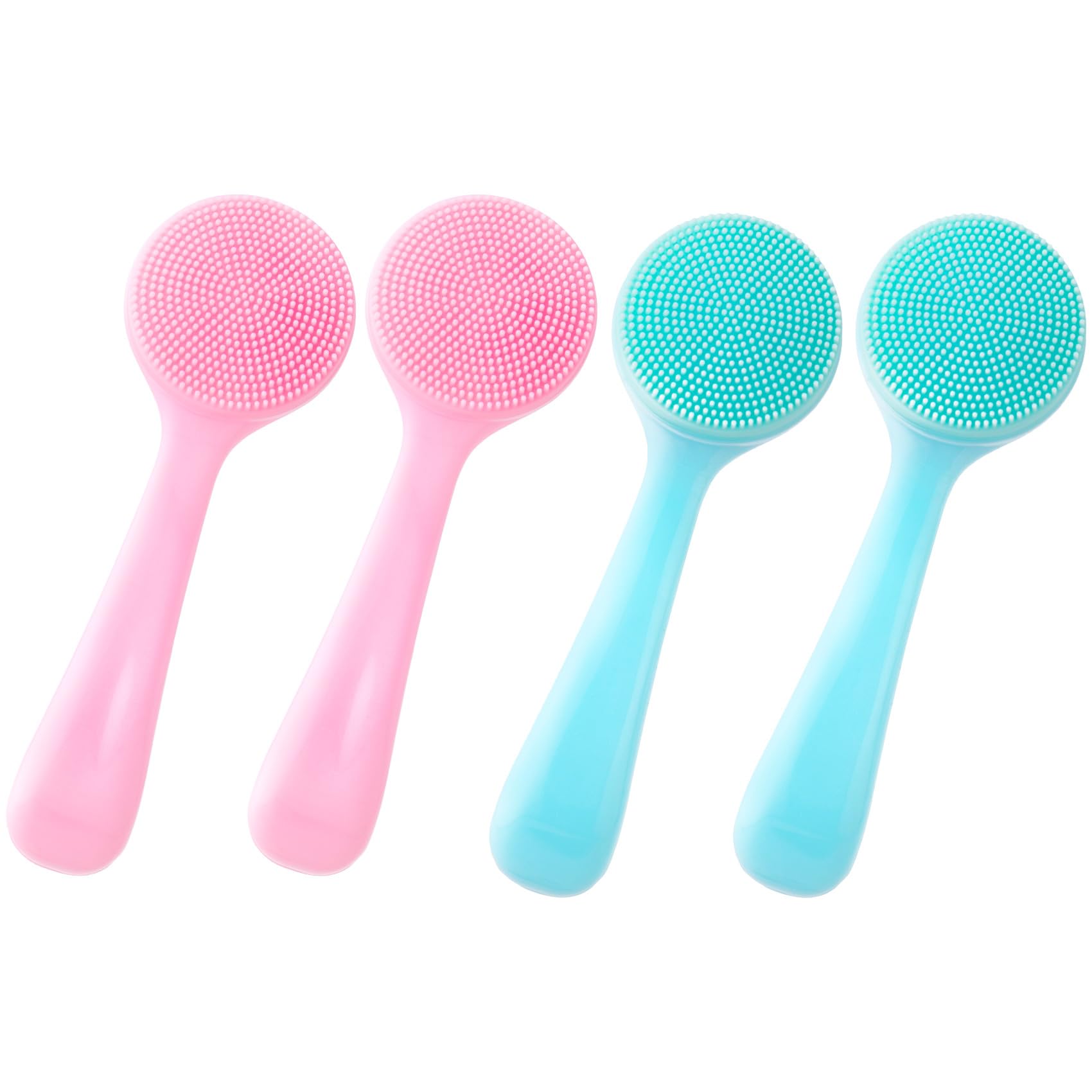 HINZIC 4 Pack Silicone Manual Facial Cleansing Brush, Skin Friendly Waterproof Face Cleaning Scrubber Exfoliator Cleanser for Blackheads Whiteheads