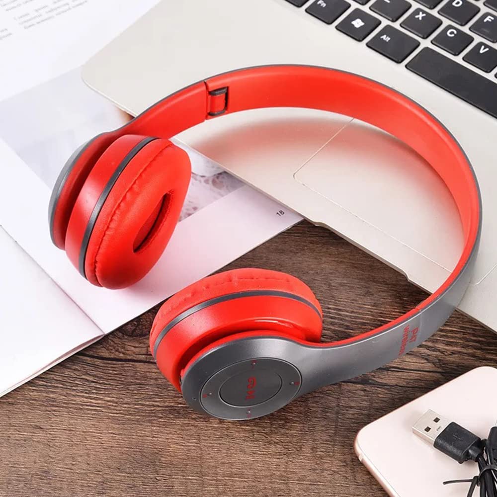 icall P47 Over Ear Earphone Wireless Bluetooth Headphones Headphone with Bluetooth Headphones (Red, On The Ear) icall P47 Over Ear Earphone Wireless Bluetooth Headphones Headphone with Bluetooth Headphones (Red, On The Ear)