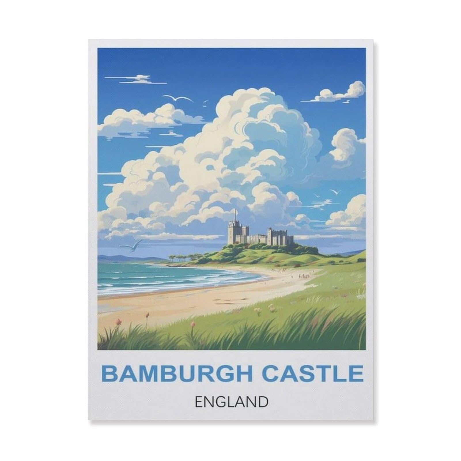 Beayodkp A23 Bamburgh Castle England，Diy Paint By Numbers For Adults Beginner, Easy Paint By Numbers For Beginner,Acrylic Watercolor Paint By Number For Kids Gift Decor(30X40cm) 11.8X15.7 Inches-Et52