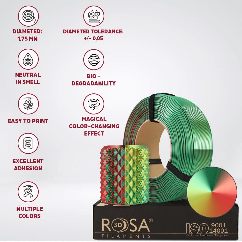 ROSA3D PLA Magic Silk Filament 1,75 mm do drukarek 3D, Goblin Szpula 0,3 kg