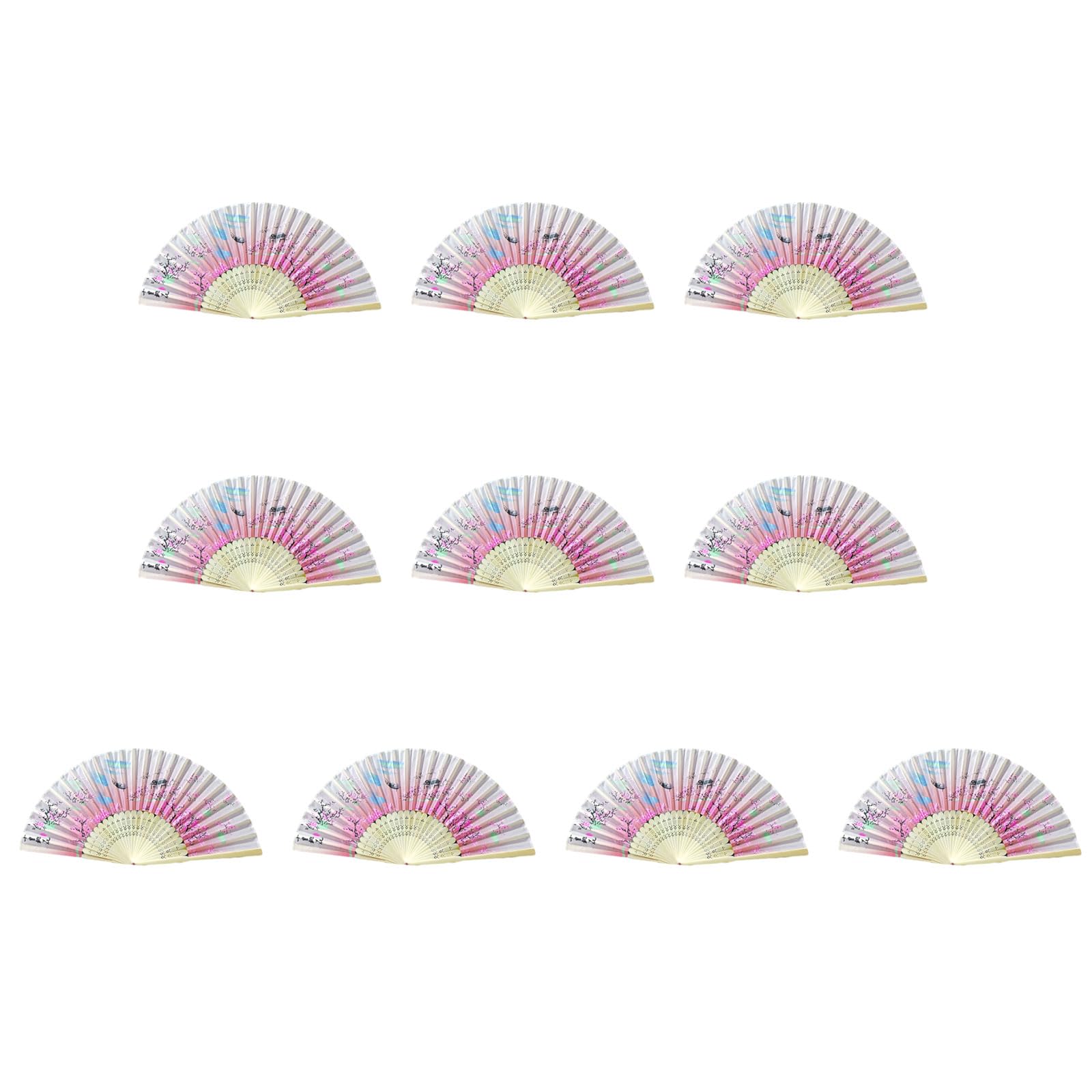 Tsophreniq Of 10 Bamboo Folding Fans Traditional Chinese Handheld Fan with Elegant Carvings for Cooling and Decoration Bamboo Fan