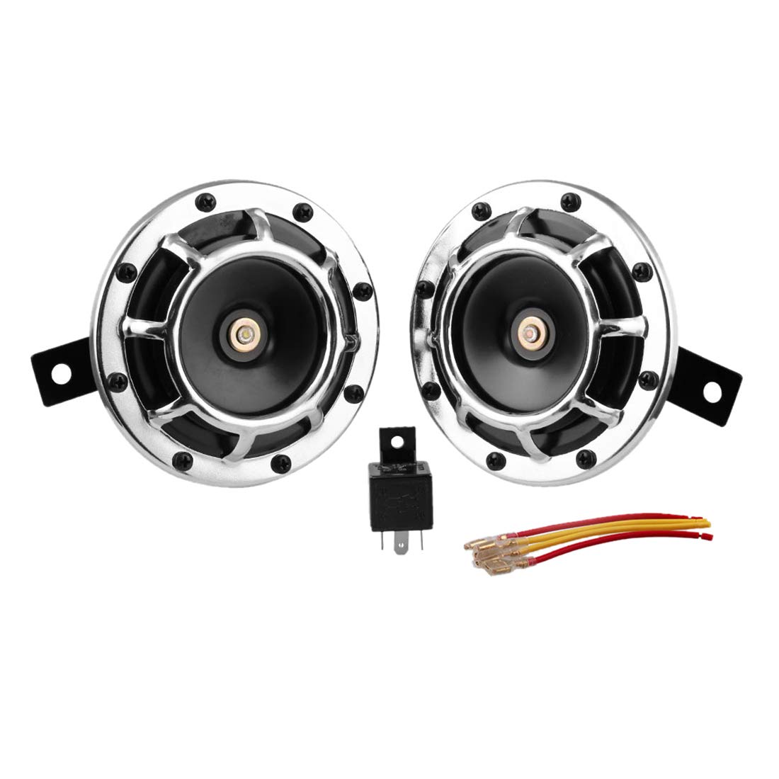 Amazon アルファーホーン スーパーギガホーン 車用ラッパ 低音 高音 警告ラッパ オートバイ バイク用 綺麗な音 迫力あるサウンド ユニバーサル 12v車専用 高級感 品質保証 ワイヤー付き リレー Zhhlaixing ホーン 車 バイク
