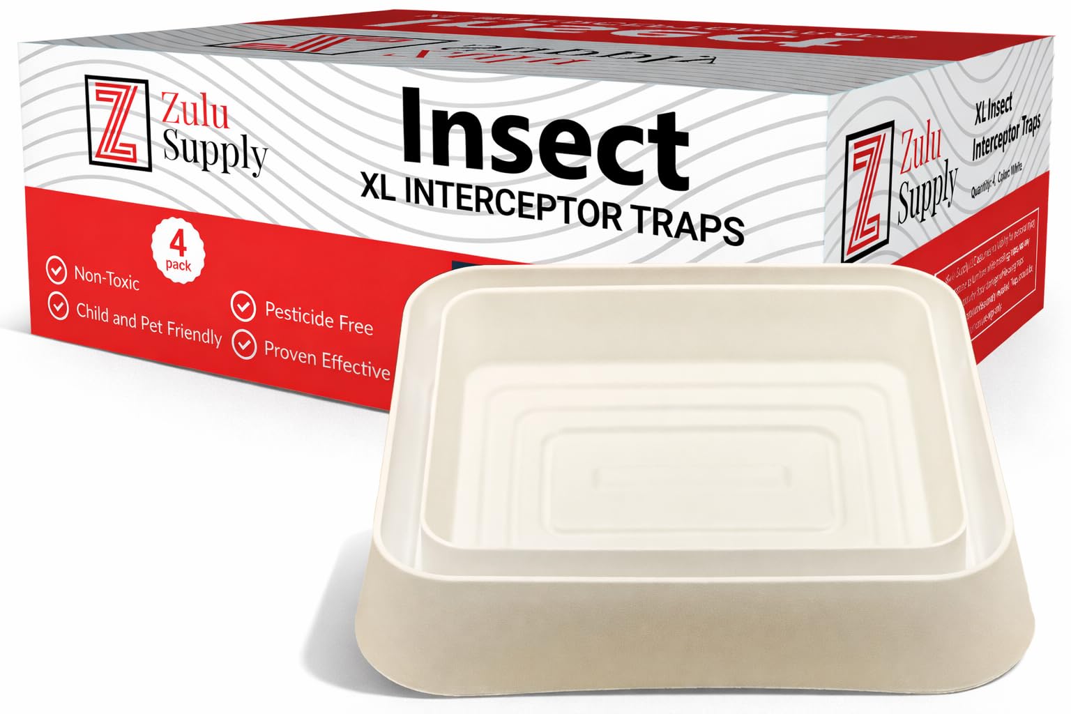 Z Zulu Supply White Zulu Supply Xl Bed Bug Interceptors, Traps, 4 Pack, Extra Large, Bedbug Monitor, Insect Detector For Bed Legs Or Furniture