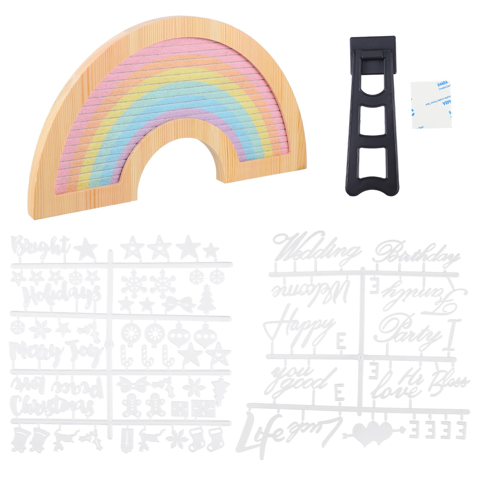 Sewroro Tableau à Lettres en Feutre DIY 20x20 Cm Cadre Bois Massif Marron Clair Lettres Colorées Macaron et Supports Séparés pour Décoration Murale Rustique et Message Personnalisable