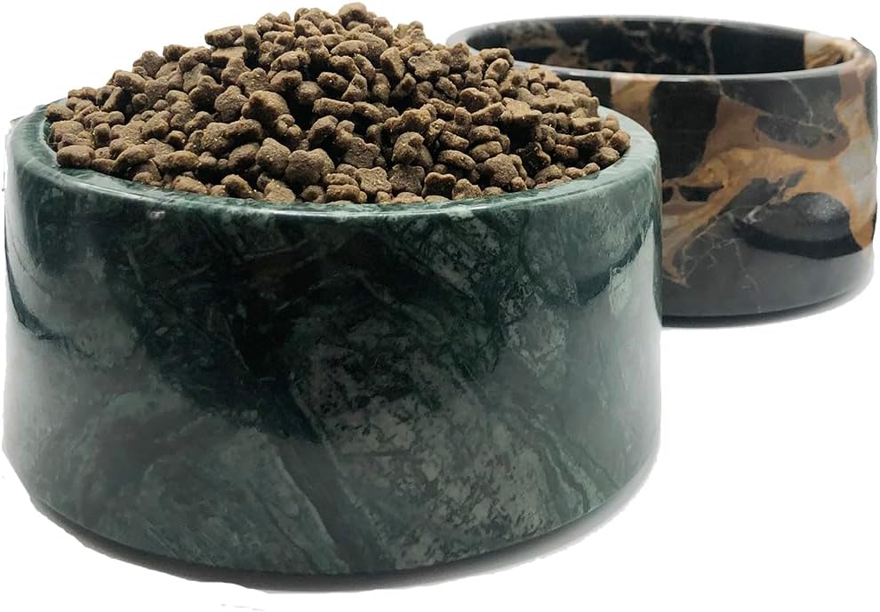 Natural Marble Pet Bowl for Dogs Cats and Pets, Non-Slip and Durable Pet Food and Water Bowls, Suitable for Various of Animals, Medium Dog, Large Dog