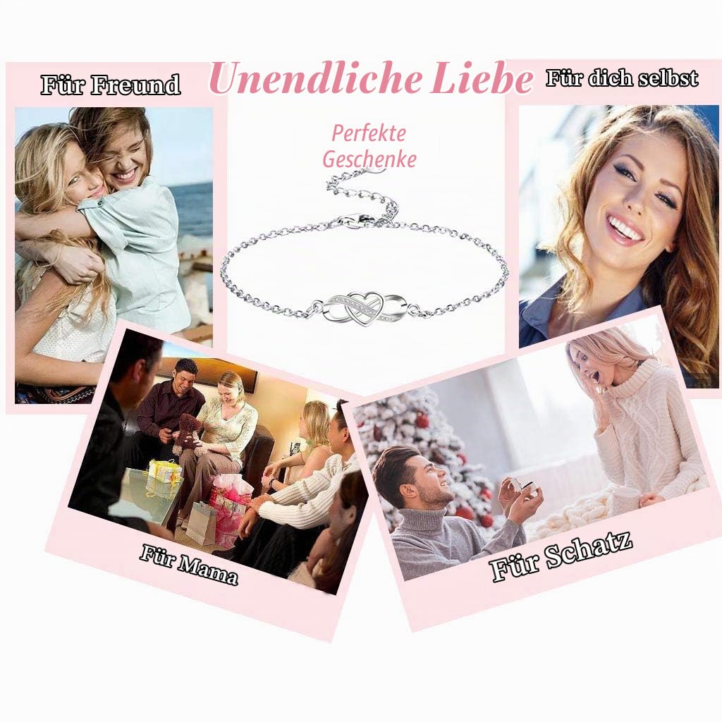 Damen Fußkettchen,Infinity Unendlichkeit Liebe Herz,925 Sterling Silber,Zirkonia ähnlich Diamant Armkette Verstellbar Fußkettchen,Geschenke für frauen