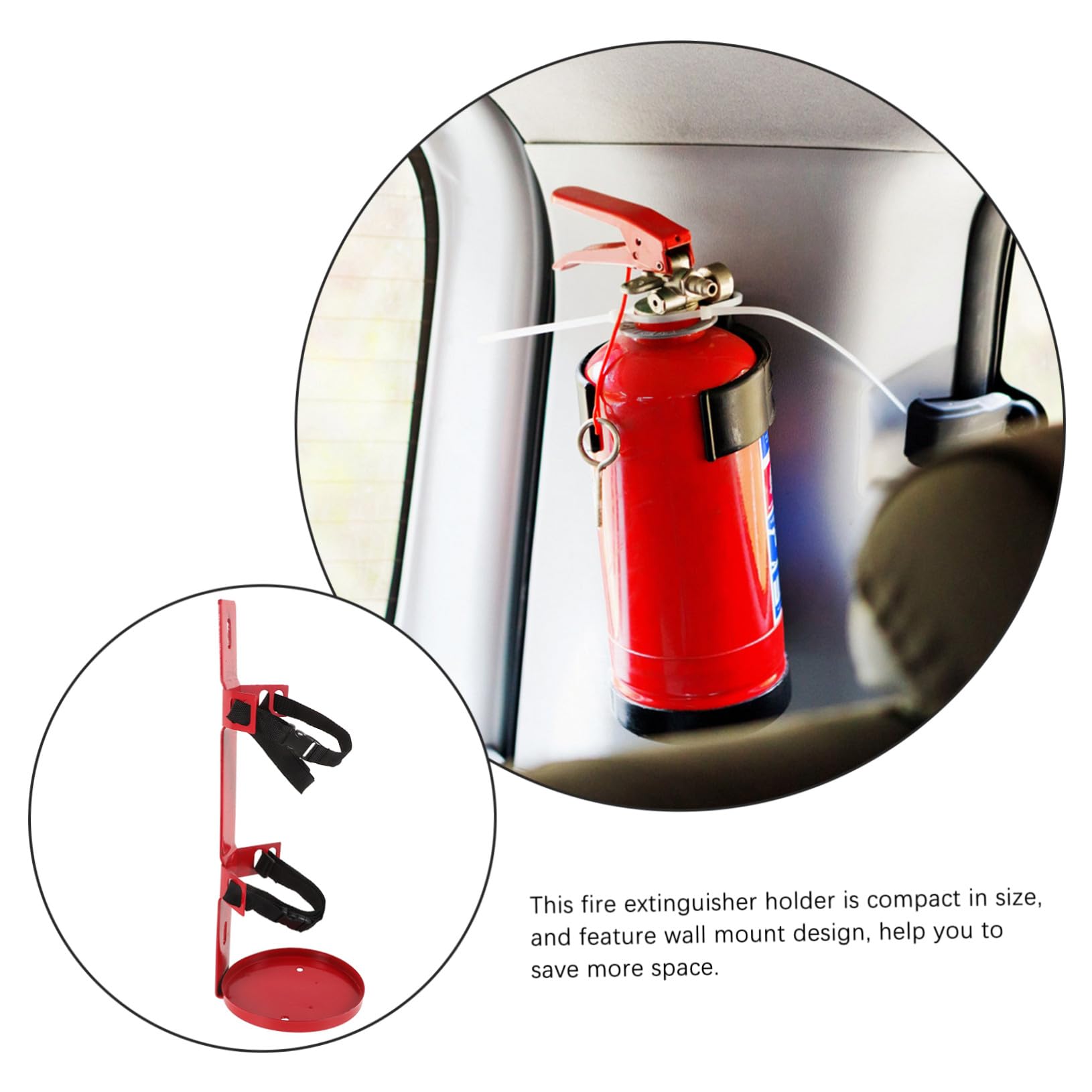 NOLITOY Soporte para de Alta Resistencia Incendios Extintor y Correa de Fijación Fiable Diseño Versátil de Hierro y Tela para Mayor Seguridad Autobuses