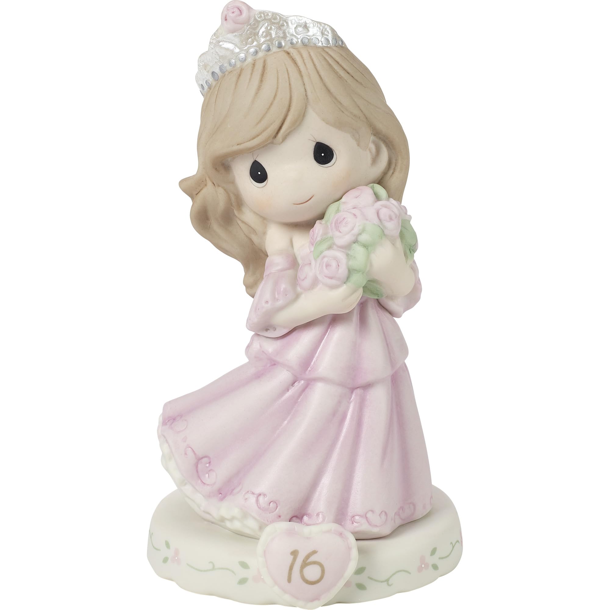 Precious Moments Girls Brunette 162015B Growing In Grace, Age 16, Bisque Porcelain Figurine,