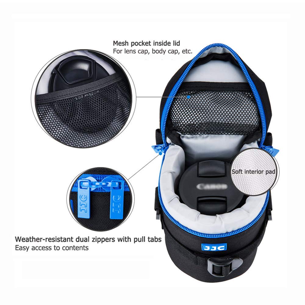 JJC Camera Lens Case Pouch Padded Bag Fits Lens up to 3.1 x 6.1 D x L | for Canon RF 85mmEF-S 55-250mmEF 75-300mmNikon Nikkor AF-S 55-300mm Lens & More Waterproof Polyester with Shoulder Stra product thumbnail 7