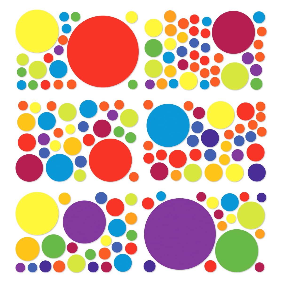 Pack 6 Sheets Polka Dots Wall Sticker for Girls Boys Toddlers Kids Room Bedroom Classroom Playroom Car Window Cute Stickers Waterproof Decals Home