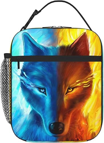 SARA NELL Bolsa de almuerzo tĂ©rmica con aislamiento de lobo frĂo y hielo fresco y fuego para mujeres, hombres, adolescentes, niños, bolsa de SARA NELL Bolsa de almuerzo tĂ©rmica con aislamiento de lobo frĂo y hielo fresco y fuego para mujeres, hombres, adolescentes, niños, bolsa de