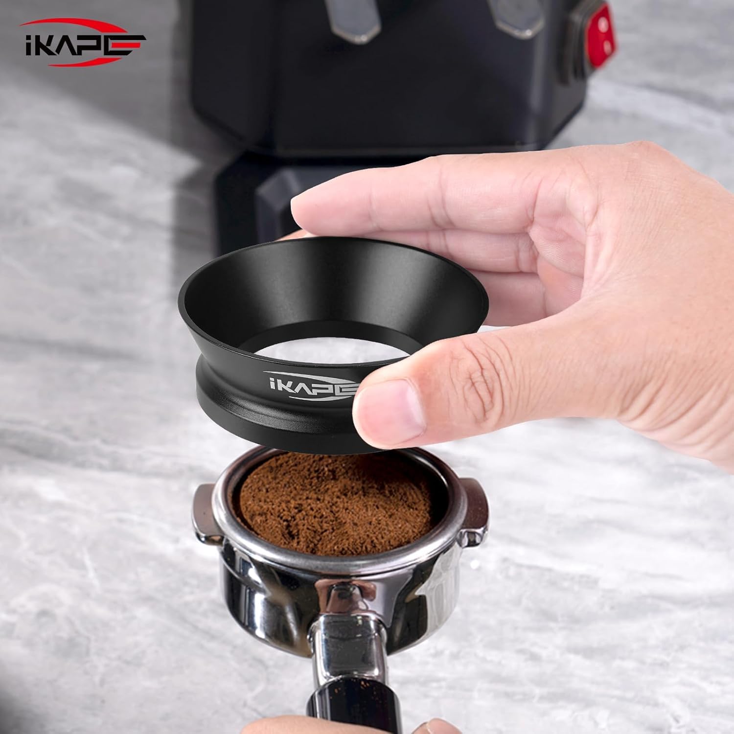 IKAPE 58mm Espresso-Dosiertrichter, Magnetischer Dosiertrichter mit 8 Magneten, Kaffeedosierring Kompatibel mit Allen 58mm Espresso-Filtern