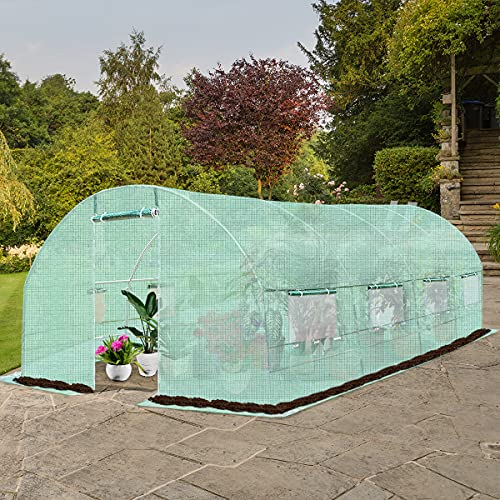 Giantex Portable Walk In Greenhouse Plant Grow Tents Steel Frame Garden Backyard Outdoor Gardening Green House W/ 8 Windows & Doors (10'X6.5'X20') #TOP7