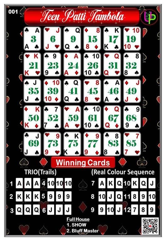 Image of Casino Tambola Tickets | Teen Patti Theme Housie Tambola Themed Bingo Game | Kitty Party Theme Housie Tickets | English | for Family & Friends (Set of 15 Tickets)