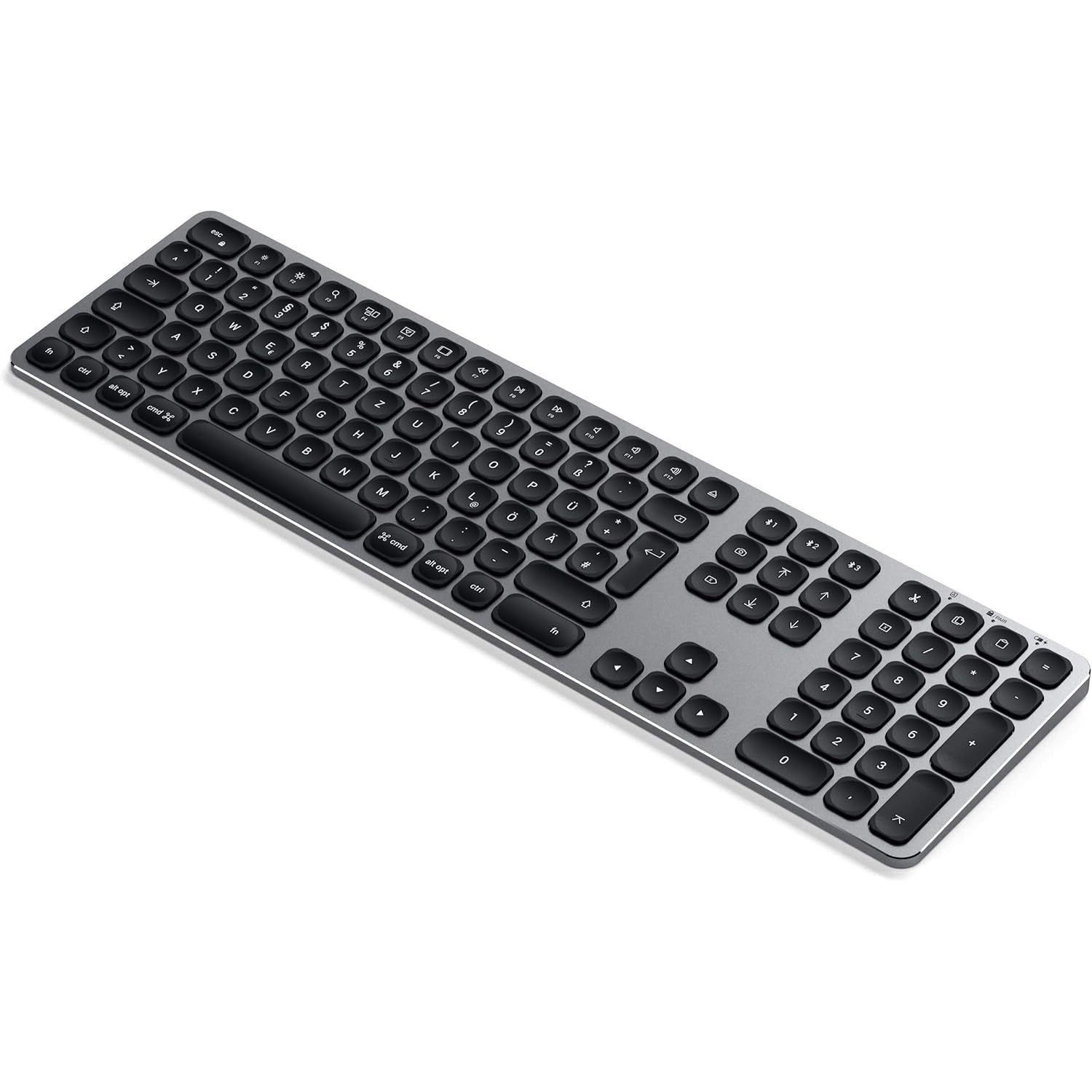 Satechi Tastiera Wireless con Tastierino Numerico, 𝗤𝗪𝗘𝗥𝗧𝗭 𝗗𝗘, Tastiera Bluetooth in Alluminio, Multi Dispositivo, Ricaricabile USB-C per Mac, Windows e Android (Layout Tedesco)