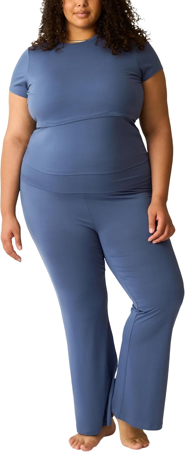 Kindred Bravely The Sunday Maternity Pajamas & Postpartum Lounge Sets for Women, Short Sleeve Nursing Pajamas