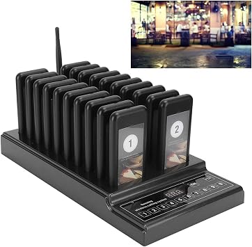 Sxhlseller Pager System 20 Buzzers for Restaurants Food Trucks Hospitals Clinics Social Distancing Guest Alert Expandable US Plug