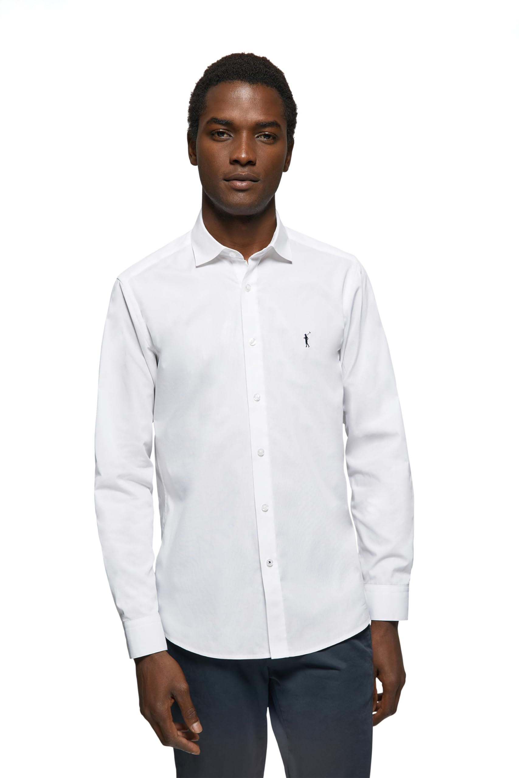 Polo Club Camisa Slim de Popelín Hombre con Logo Bordado 100% algodón
