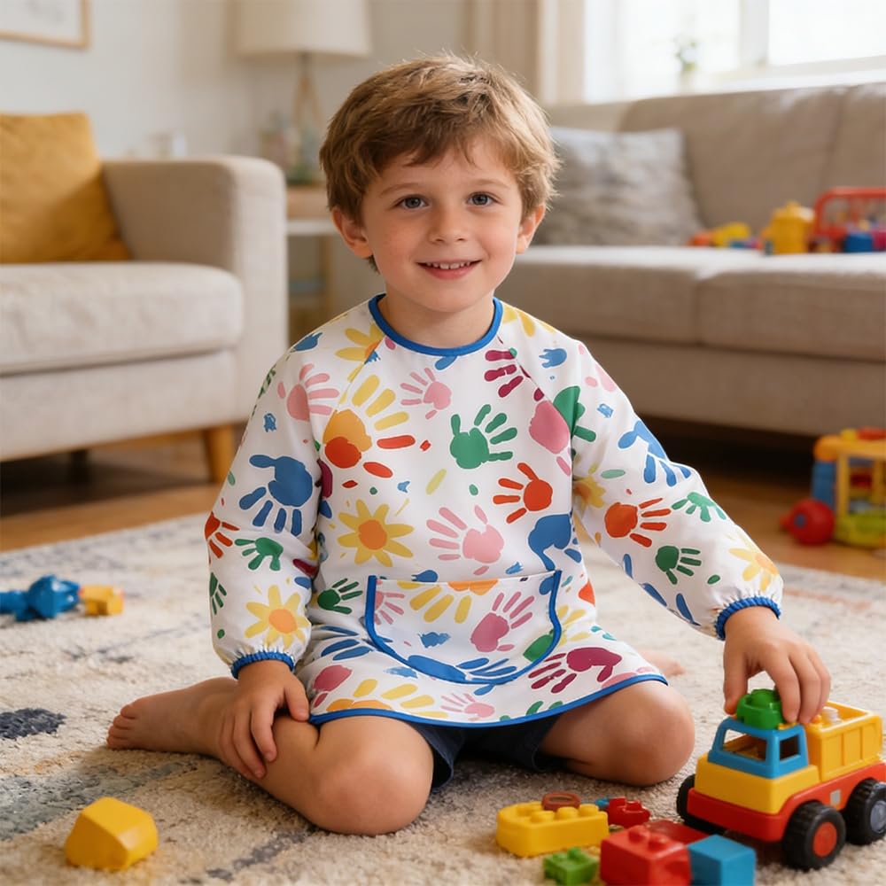 Zasjon Delantal Niño Infantil, Bata Pintura Plastico Niños 8 a 10 Años, Con Bolsillos y Mangas, Impermeable, Adecuado para Pintura ArtíStica Escolar, Cocina y Actividades de Laboratorio — view 5