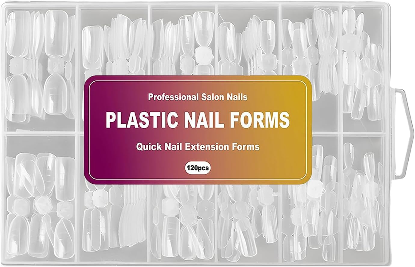 Nail Forms - Double Nail Builder Molds,12 Sizes Clear Reusable Manicure Design Form for Beginner Women Professionals