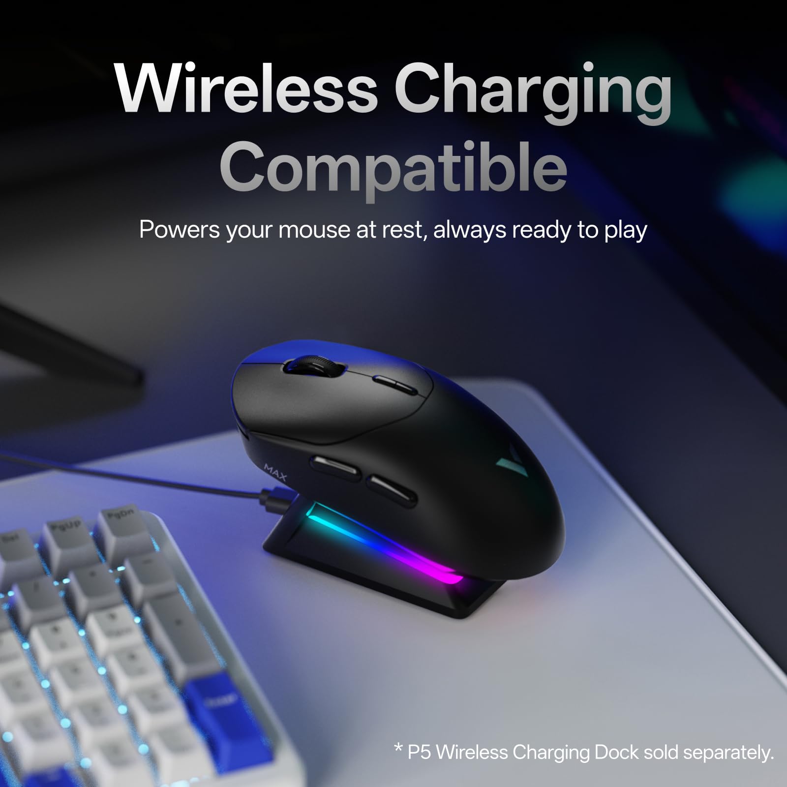 Rapoo VT2 MAX - Ratón inalámbrico para juegos, verdadera tasa de sondeo inalámbrica 8K, peso de 53 g, batería de hasta 500 horas, Nordic nRF54L15 MCU, interruptor óptico de 120 millones, 10 botones