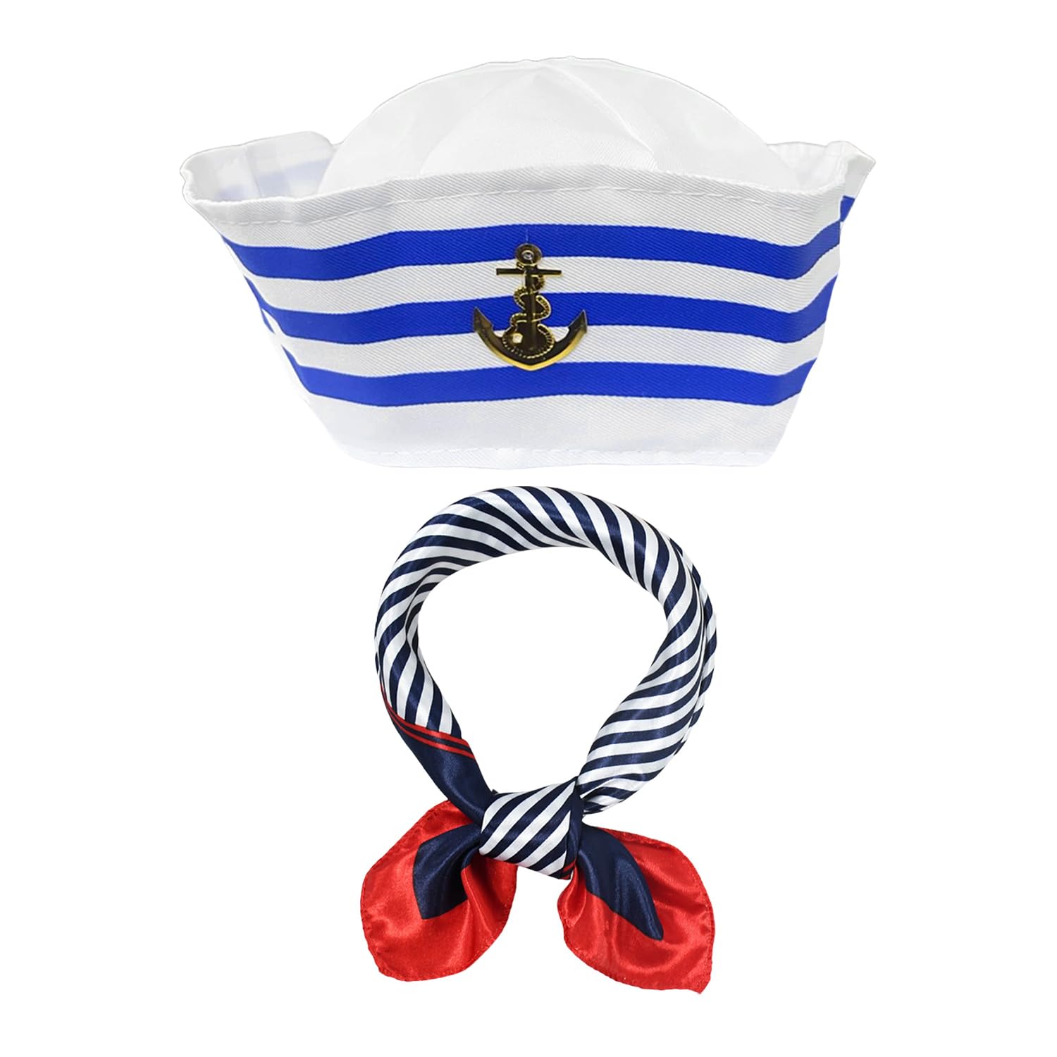 RNSKFG 1 Sailor Hat And 1 Sailor Scarf, L Costume, Naval Party Dress, Role Play Costume Accessories.