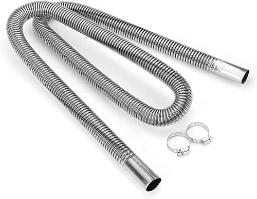 Miniatura 8 de Moioee Tubo de escape interior, tubo de escape de 1 pulgada de diámetro interior, calentador de aire flexible de acero inoxidable para