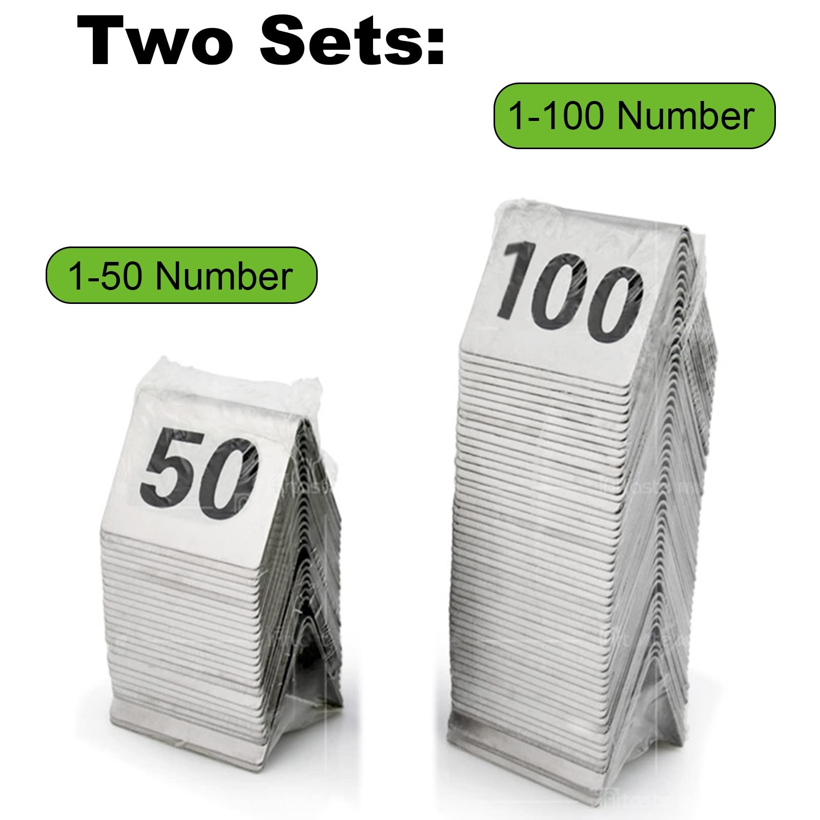 1 a 50/1 a 100, Doble Cara for un fácil reconocimiento, Tarjeta de Etiqueta de número de Escritorio, Tarjeta de Asiento de Mesa, 1,6x1,9 Pulgadas/No. 1-100/largo: 40*Ancho: 50 mm,Numeros de