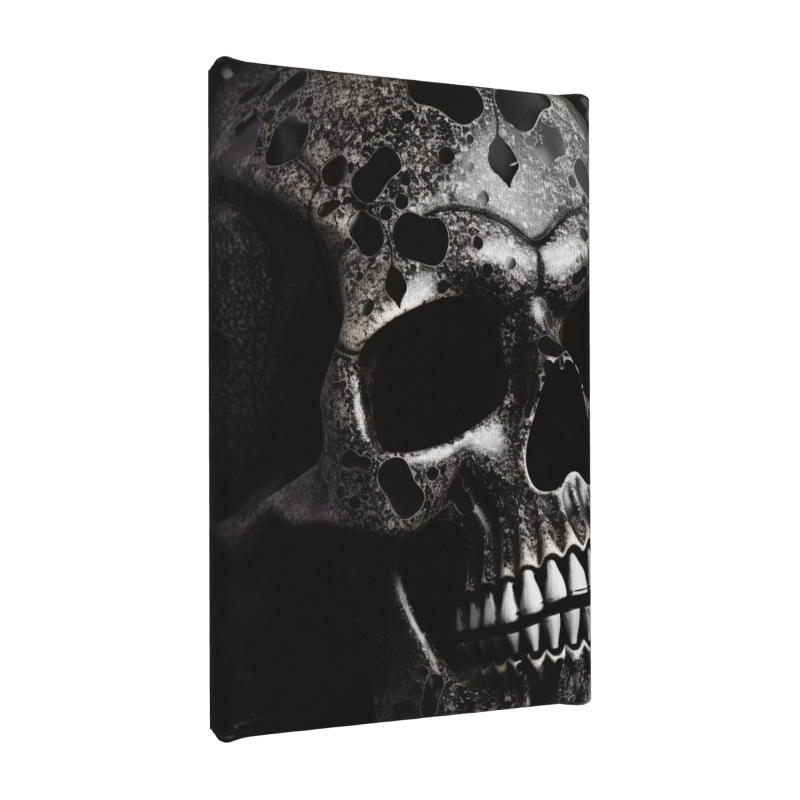 YKLJG black skull Printed Wall Art Canvas Painting 20x30 CM Wooden Framed Picture Painting Artwork Prints for Bedroom Kitchen Home Office Decor