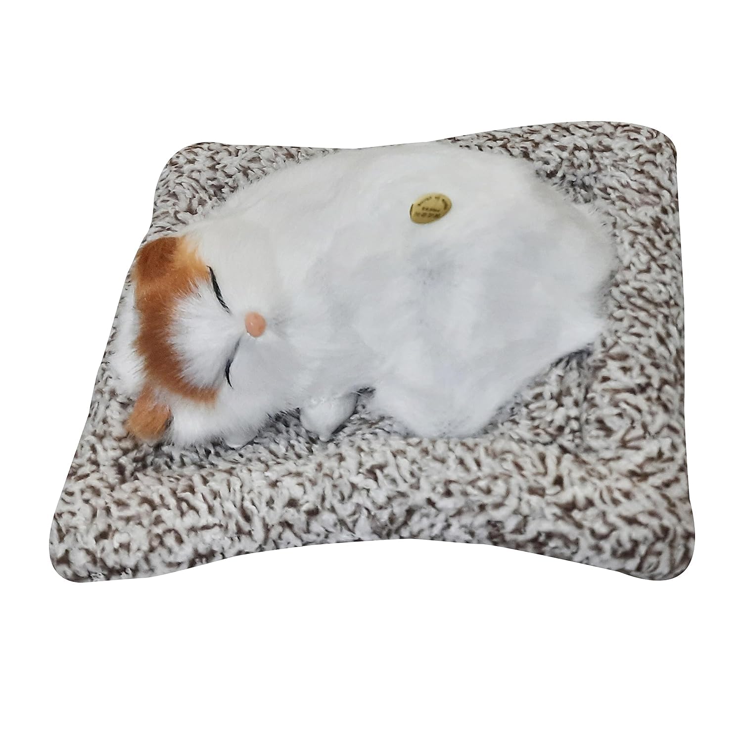 Himaja Little Shopee® | Realistic Sleeping Cat Plush Toy | Soft, Lifelike Companion for Cat Lovers for Kids & Adults | Decorative & Collectible | Size 18cm (White Brown)