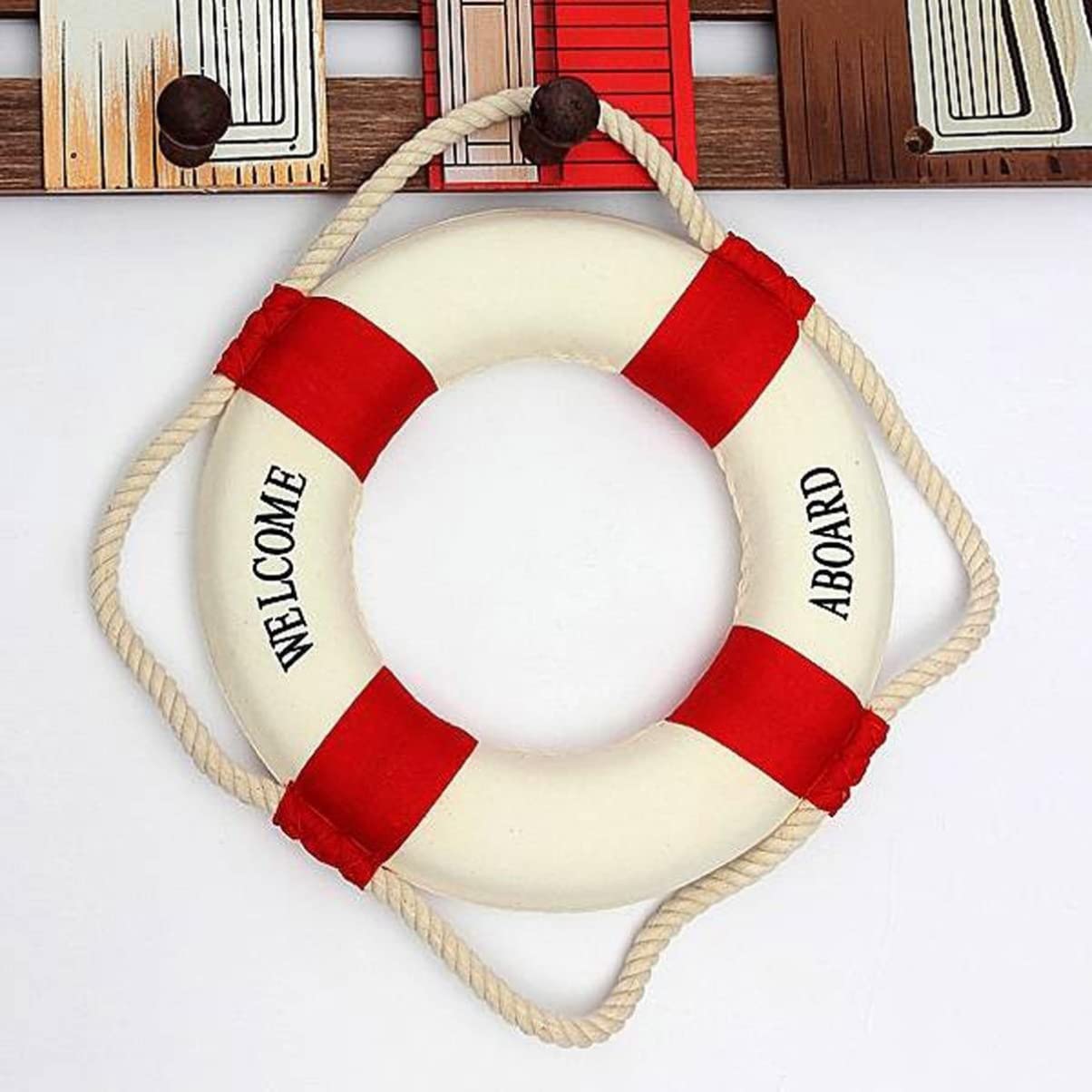 LIFKOME 13.8 salvavidas adornos colgantes de pared estilo mediterráneo, decoración de anillo de vida de boya salvavidas para decoración de pared del hogar, decoración de puerta