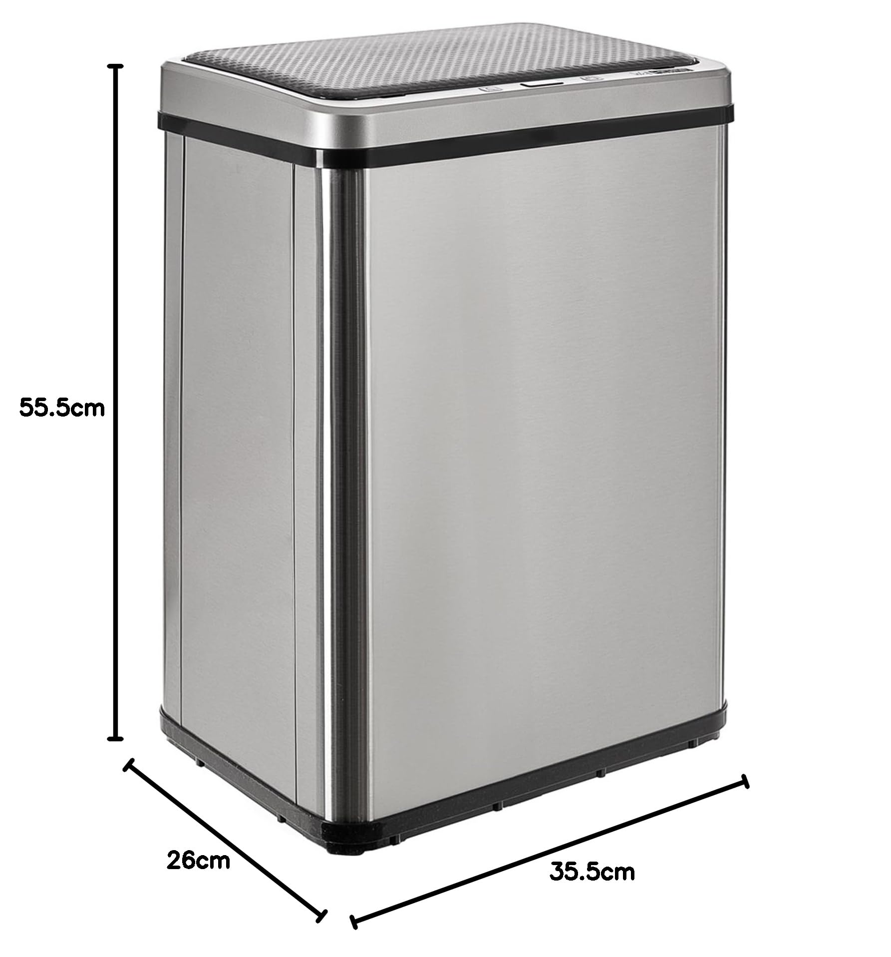 Well Home MOBILIARIO & DECORACIÓN Cubo de Basura Inteligente SIN Patas con Apertura automática y Contacto Manual de 40L, Alto: 55,5 (x35,5x26), Gris.