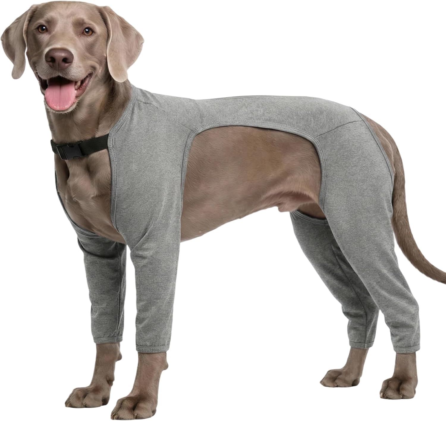 BRKURLEG Dog Recovery Suit with Legs, Leg Wound Protector Soft Post Surgery Dog Suit, Pet Surgical Onesie Stop Licking Leg Joints and Wounds After Surgery, Elbow & Knee Wound Cover, Grey XXXL