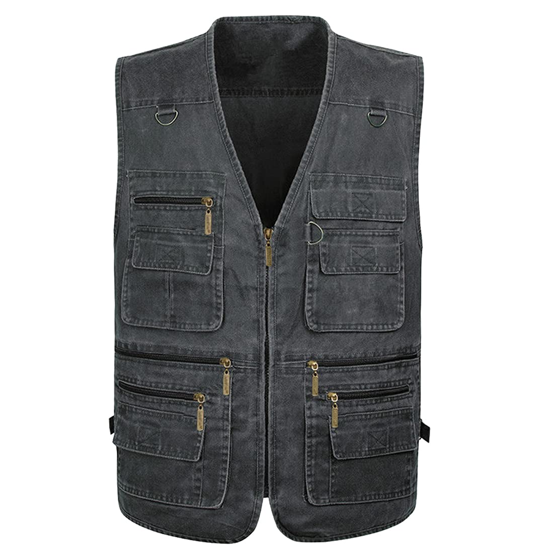 Men's Casual Cotton Outdoor Sleeveless Vest,Hwalleum Mens Summer Classic Lightweight Breathable Multi-pocket Outdoor Utility Gilet Quick Dry Sports Fishing Photography Hiking Gilets Camping Waistcoat