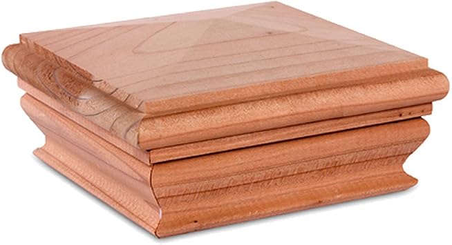 Woodway Pyramid Post Cap, fits 3.5" Post, in Premium Redwood, Pack of 12