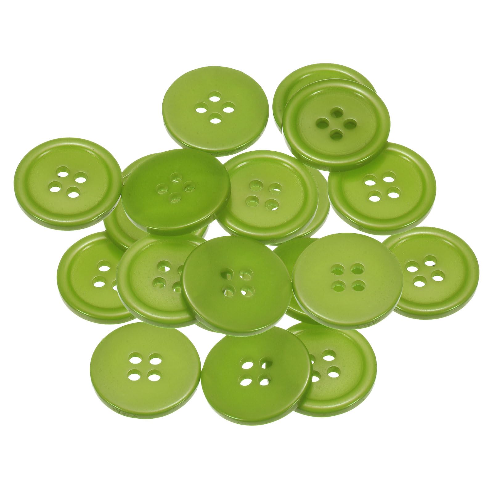 sourcing map 20pcs 32L Sewing Buttons 4/5"(20mm) Resin Round Flat 4-Hole Craft Replacement Buttons for Sewing Clothing and DIY, Green