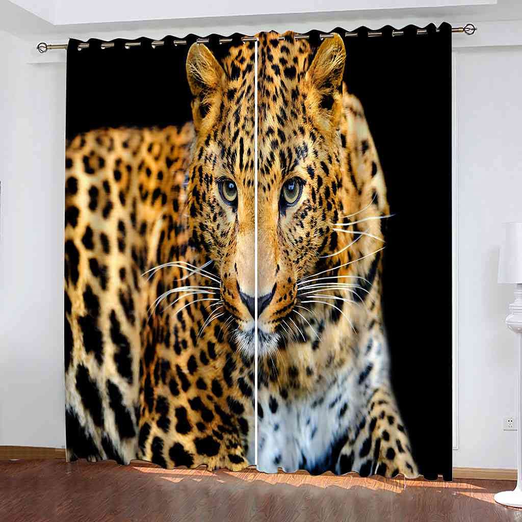 Rideaux de salon design léopard 3D pour créer une ambiance chaleureuse