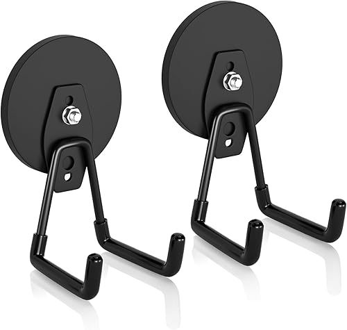 ENUODA Ganchos magnéticos fuertes resistentes, paquete de 2 ganchos de garaje, ganchos magnéticos resistentes para colgar herramientas de patio,
