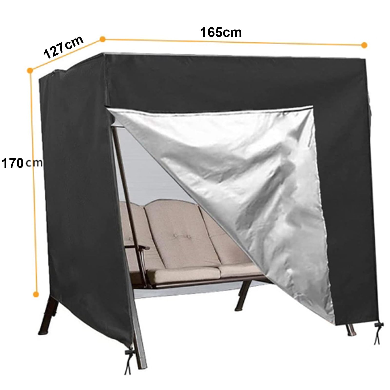 Housse de Balancelle de Jardin 2 Places Imperméable, 210D Oxford Imperméable Bâche de Balancelle Anti-UV Couverture de Protection Balançoire, pour Jardins et Terrasses(Coffee color,165*127*170cm)