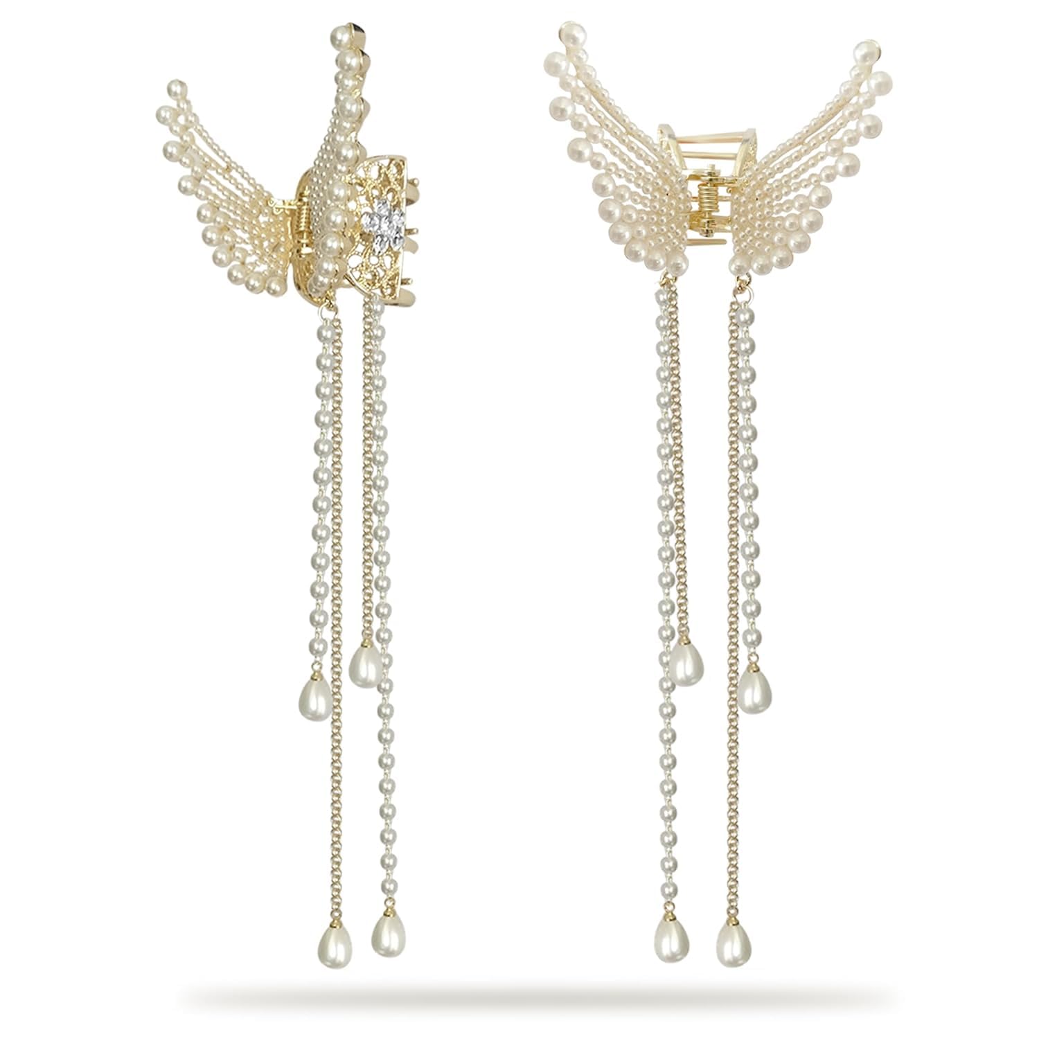 AP SALES Pearl Butterfly Hair Accessories | Wedding Claw Clutcher Metal Clip | Stone Women Hair Clutche (1)