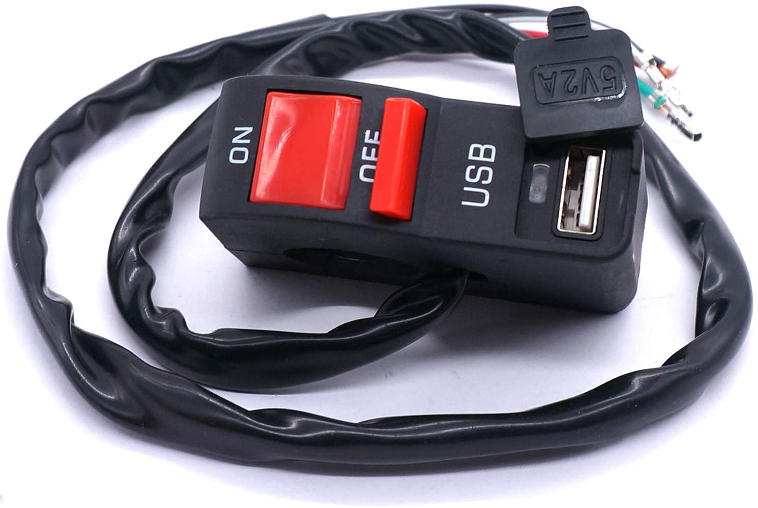 INFRI 12v 7/8 ″ Manubrio Moto On Off Pulsante Interruttore, con 12V5A USB Caricabatteria da Auto Faro Interruttore di Controllo