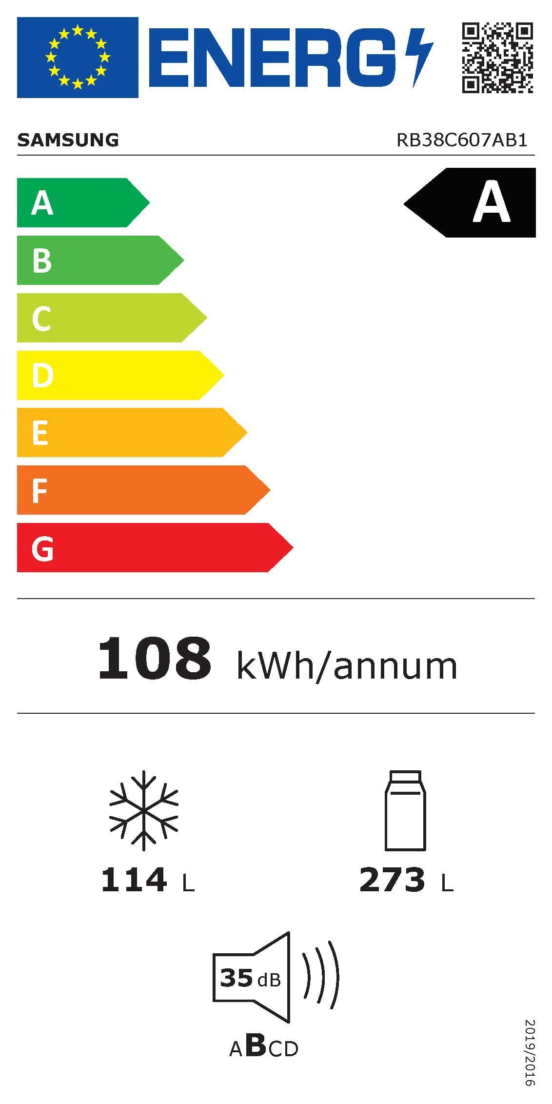 Samsung RB38C607AB1/EF Kühl-Gefrierkombination 203 cm 387 l No Frost+ Wifi AI Energy Mode