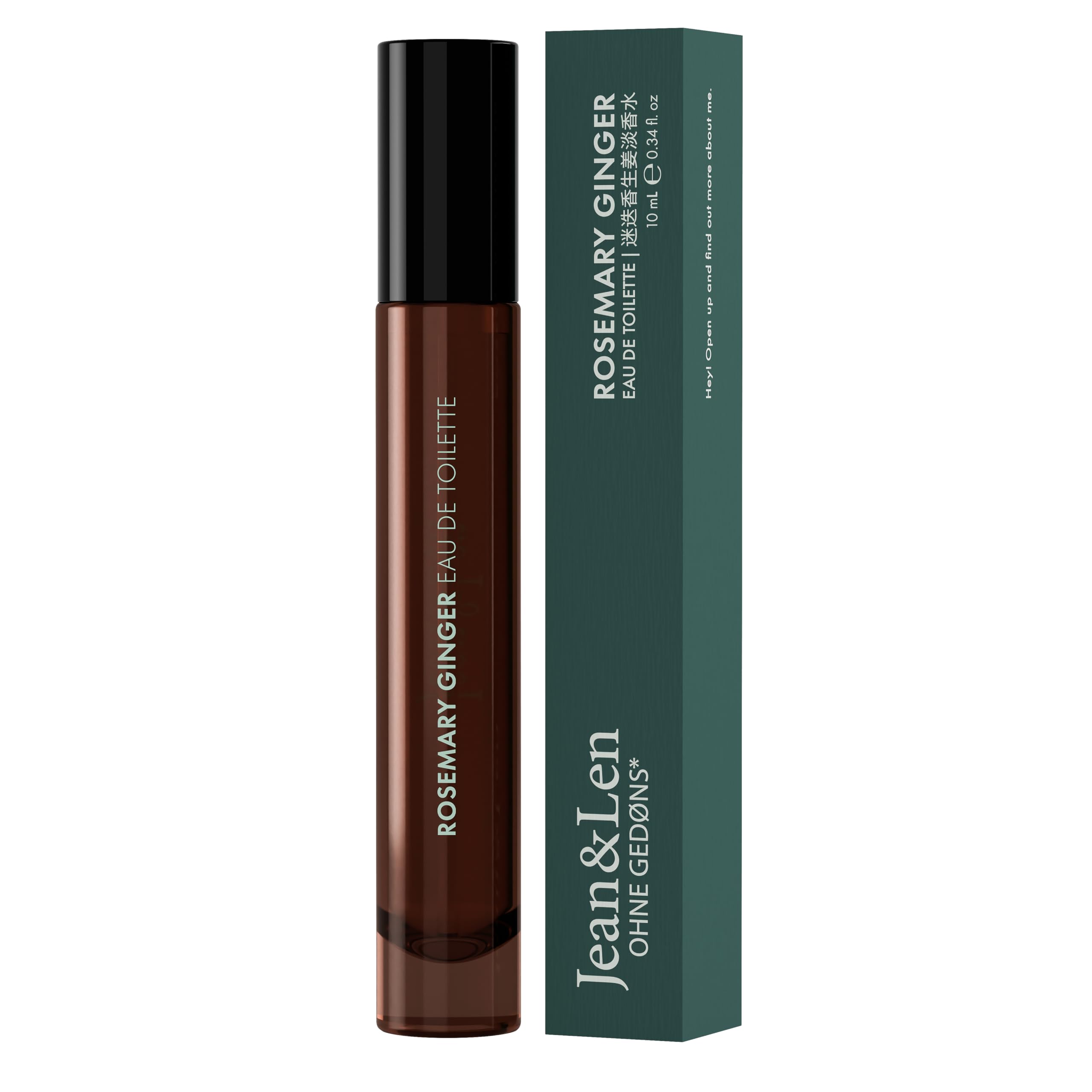 Jean & Len Eau de Toilette Rosemary & Ginger, Eau de Toilette mit Rosmarin & Ingwer Duft, praktisches mini parfum, ideal für unterwegs, hochwertiger Glas Flacon, 10 ml