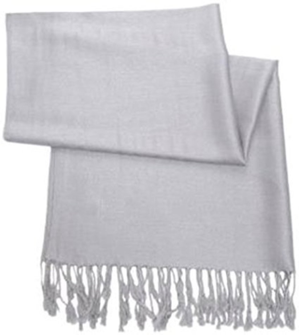 World Of Shawls Women's Light Silver Pashmina Style Shawl/Scarf/Wrap