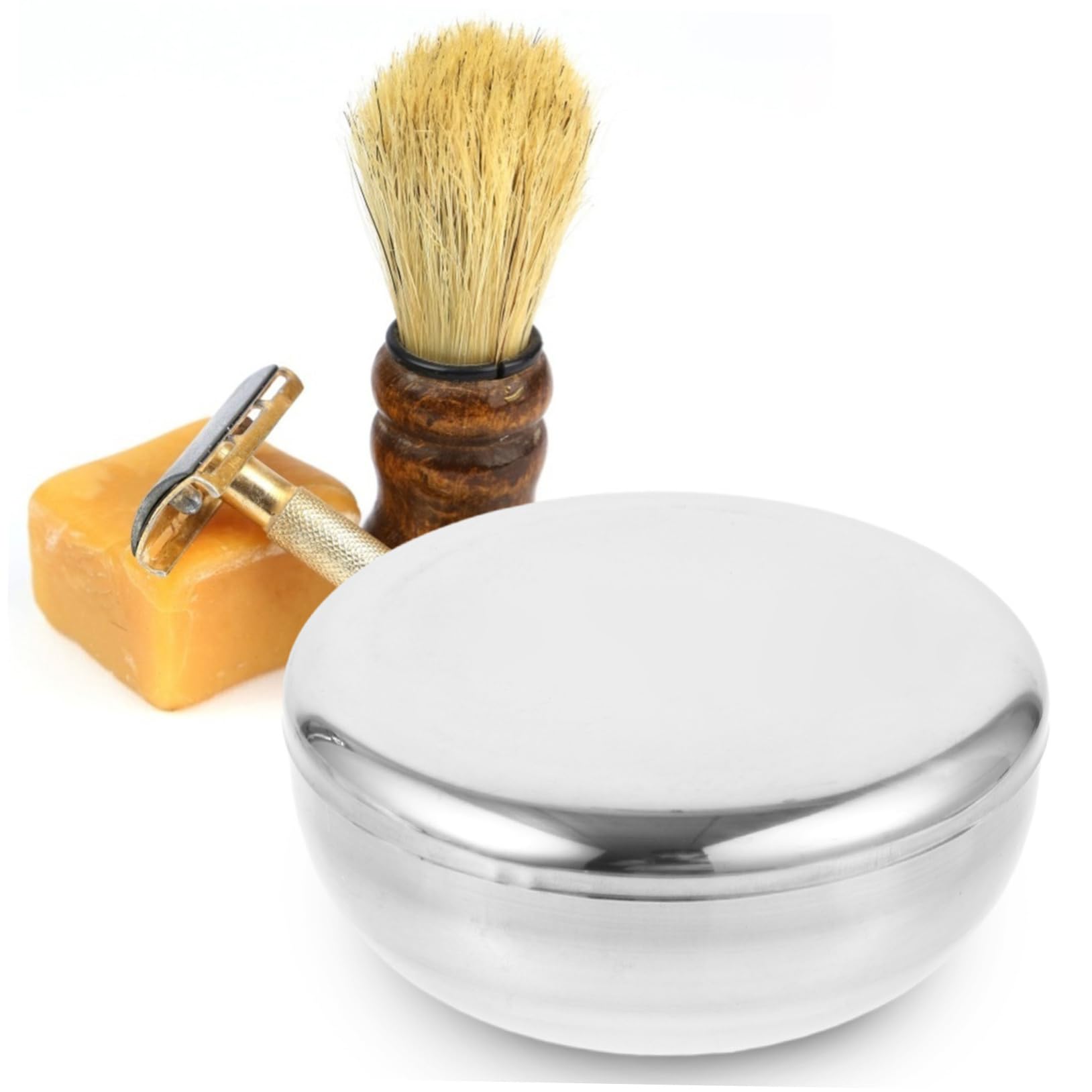 TOVINANNA Shaving Bowl Men's Shaving Soap Mug Stainless Steel Portable 52mm Height 73mm Diameter