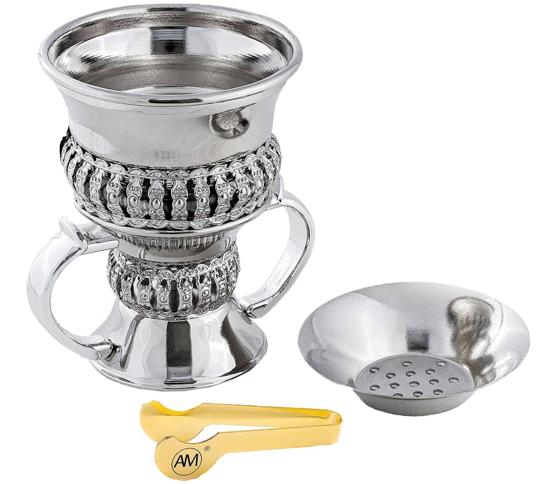 Am Silver Regal Metal Incense Burner - Bakhoor Burner Mubkhara – Frankincense Resin Burner - Ideal For Yoga, Spa & Aromatherapy (Gold, Small)
